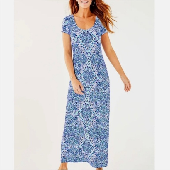 Lilly Pulitzer Wynne Maxi Dress Resort White Call My Shell Phone XS - Picture 1 of 14